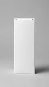 White rectangular packaging box for the spray oil bottle shown on a grey counter surface