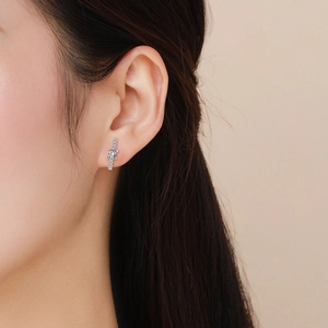 Elegant S925 sterling silver T-shaped stud earrings with sparkling cubic zirconia inlay