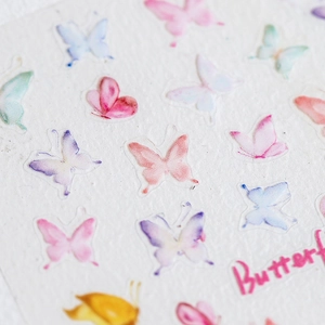 Self-adhesive 5D butterfly nail stickers with watercolor art for professional manicure