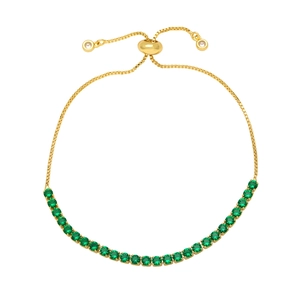 Adjustable gold chain bracelet featuring vibrant green zircon stones in a sleek design