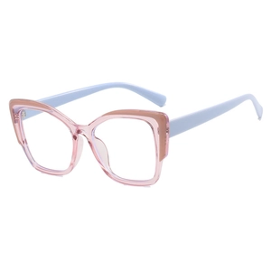 Montatura occhiali cat-eye TR rosa viola e blu chiaro con lenti anti luce blu di tendenza