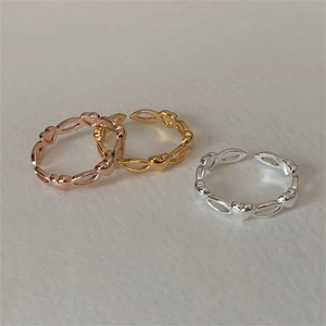 Minimalist 925 sterling silver open heart rings in gold, rose gold and silver finishes