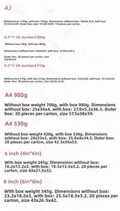 Size chart showing dimensions and weight for magnetic kids art storage frames