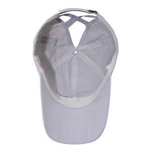 Light gray breathable high ponytail baseball cap with elastic straps for outdoor sports