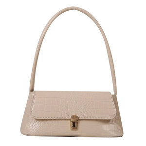 Borsa sottobraccio alla moda in coccodrillo crema con fibbia in metallo dorato