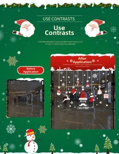 Comparaison de stickers de Noël avec Père Noël et rennes sur des surfaces vitrées