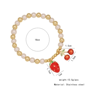 Detailed size specifications of cherry strawberry pearl bracelet in stainless steel