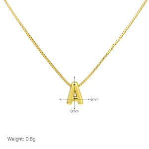 Mini 18k gold plated letter A pendant necklace for women with a minimalist box chain