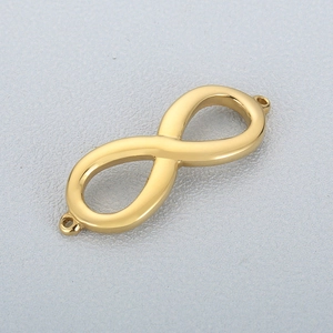Polished gold infinity symbol connector for minimalist stainless steel bracelet making