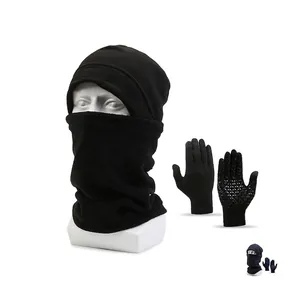 Winter Fleece Hat Neck Warmer And Touchscreen Gloves Thermal Windproof Tactical Outdoor Cycling Gear Men