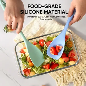 Silicone heat resistant salad spoon and spatula set for cooking up to 220 degrees