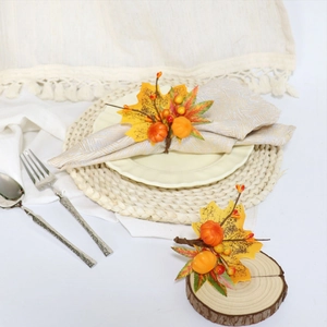 Rond de serviette citrouille et feuille d'érable pour décoration de table de Thanksgiving