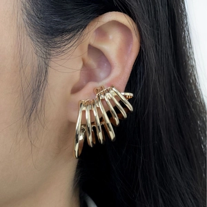 Multi Layer Spiral Geometric Earrings Alloy With Stainless Steel Earring Post Exaggerated Statement Jewelry For Women