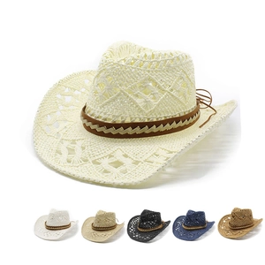 Hohl Aus Papier Stroh Cowboyhut Western Stil Breiter Krempe Atmungsaktiv Sonnenschutz Outdoor Strand Urlaub Sommer