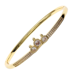 Luxurious gold-plated nail bangle featuring a triple crown zircon setting and pavé crystals