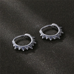 Punk Spike Hoop Earrings 316L Stainless Steel Rivet Geometric Circular Hip Hop Cyberpunk Jewelry For Men Women
