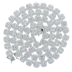 8mm silberne Iced Out Panzerkette mit funkelnden quadratischen Kristallen besetzt