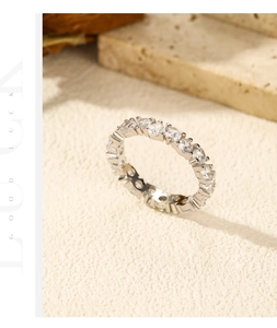 Detailed close-up of sparkling full-circle zirconia eternity band in S925 sterling silver