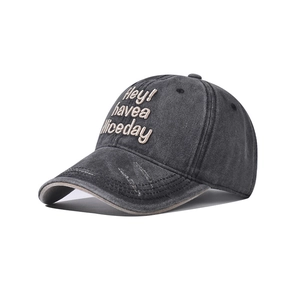 Retro Gewaschene Baumwolle Baseballkappe Bestickt Hey Have A Nice Day Distressed Verstellbar Sonnenhut Unisex Vintage