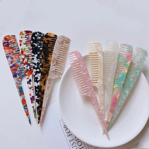 Acetate Pointed Tail Hair Comb Anti Static Marble Texture Rat Tail Styling Tool For Hair Parting And Coloring Women