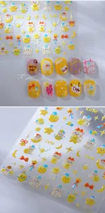 Detail of M-521 cute cat and moon nail stickers with colorful 3D adhesive designs