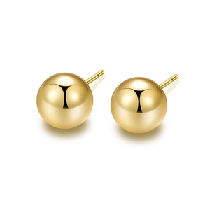 Round Ball Stud Earrings With 925 Sterling Silver Earring Post High Polish Minimalist Simple Jewelry For Men Women