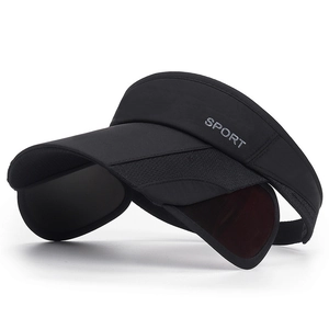 Black sun visor hat with retractable side brims and SPORT logo for outdoor sports