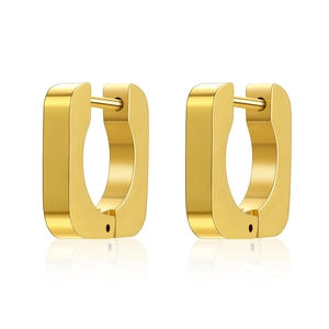 Square Hoop Earrings Minimalist Stainless Steel Geometric U Shape High Polish Fashion Jewelry For Women