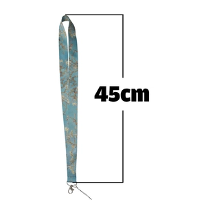 Polyester lanyard featuring Van Gogh almond blossom print with a 45cm length measurement