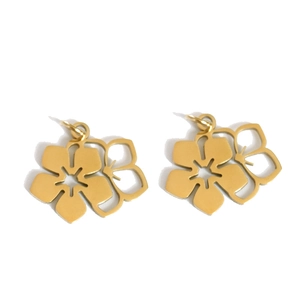Golden hollow flower pendants made of stainless steel for DIY necklace jewelry making