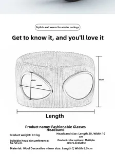 Size specifications of a white knitted headband with decorative glasses for women