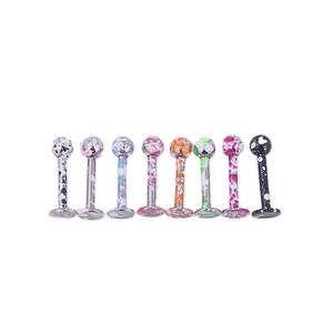 Set of 8 colorful splatter painted stainless steel piercing studs for lip and ear cartilage