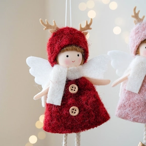 Cute Christmas plush angel doll ornaments with reindeer antlers for festive holiday decor