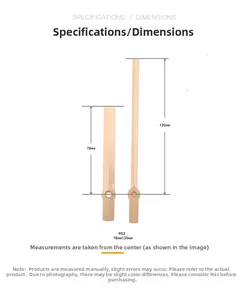 Detail of 953 rose gold quartz clock hands with 78mm hour and 120mm minute length measurements