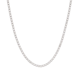 Collier tennis en acier inoxydable argenté orné de zircons blancs étincelants