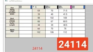 Size chart for women's two-piece vacation set including top and elastic shorts details