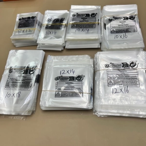 Various sizes of PP self-adhesive bags with safety warnings and recycling labels