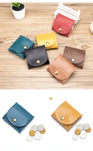 Detail view of mini leather coin pouch with vintage metal clasp in multiple colors