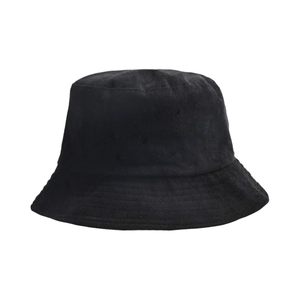 Classic black corduroy bucket hat for women with minimalist ribbed texture and wide brim