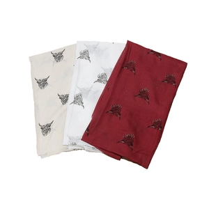 Winter shawl scarves with trendy bull head print in beige, white and burgundy colors