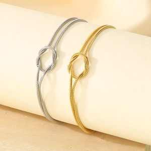 Elegant 18K gold and silver plated knot snake chain bracelets with adjustable clasp