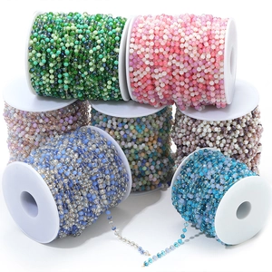 Rolls of colorful 3mm faceted crystal amethyst bead chains for DIY jewelry making