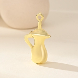 Golden Dallah coffee pot charm pendant for DIY necklace and earring jewelry making