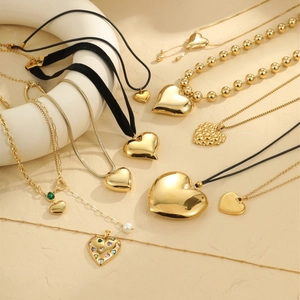 Minimalist Stainless Steel Heart Pendant Necklace For Women Gold Silver Plated Elegant Love Choker Valentine Party Jewelry Gift