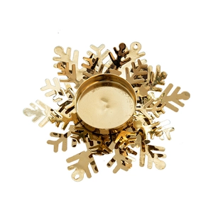 Golden snowflake metal tea light candle holder for Christmas dining table decoration