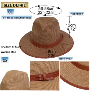 British straw jazz hat for women with leather belt trim and sun protection features
