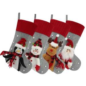 Christmas stocking set with Santa, reindeer, penguin and snowman for holiday decoration