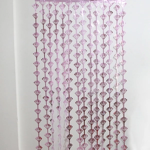 Pink metallic diamond-shaped fringe curtain for birthday party wall decoration