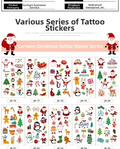 Lot de 10 tatouages temporaires de Noël imperméables avec motifs Père Noël et bonhomme de neige
