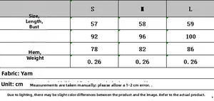 Size chart showing S, M, L dimensions for diamond pattern knit vest sweater